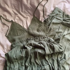 a'gaci Dresses - Backless Crochet Green Maxi Dress a'gaci Dresses - Backless Crochet Green Maxi Dress